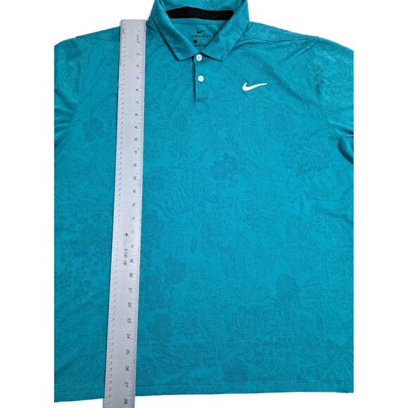 Nike Polo Vapor Jacquard Men XL Golf Floral Tropical Hawaiian Dri Fit Shirt Aqua - Picture 8 of 8
